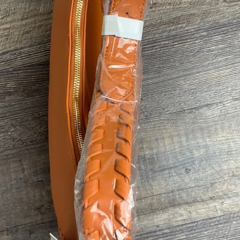 Anthropologie X Jules Kae Shay Vegan Leather Crossbody Bag Hobo Large Orange NEW